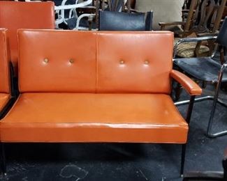 MCM Authentic Orange Naugahyde 2 pc Bench $695