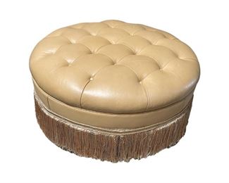 Leather ottoman with fringe $99