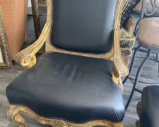 Genuine Leather armchair and ottoman $150
