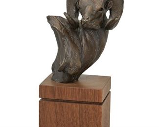 14
Dan Ostermiller
b. 1956, American
Big Horn Sheep, 1984
Patinated bronze on wood base
Signed and dated: Dan Ostermiller / 84
Edition: 3/100
5" H x 4" W x 3" D; Overall: 8.5" H x 4" W x 3.125" D
Estimate: $800 - $1,200
