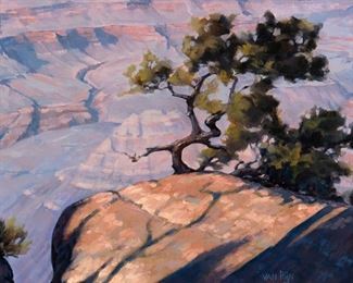 75
Eva Van Rijn
b. 1936, Woodstock, NY
"At The Edge," 2005
Oil on canvas
Signed lower right: Van Rijn, titled and dated on an artist's label affixed to the frame verso
12" H x 16" W
Estimate: $500 - $700