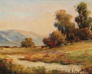 78
Herbert Sartelle
1885-1955, Los Angeles, CA
Rolling Hills Landscape With Trees
Oil on canvas laid to board
Signed lower right: H. Sartelle
6" H x 8" W
Estimate: $400 - $600