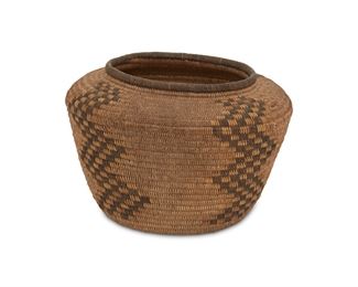 111
A Chemehuevi Basketry Bowl
First-quarter 20th Century
With four vertical bands of checkered zigzags
4.25" H x 6.75" Dia.
Estimate: $800 - $1,200