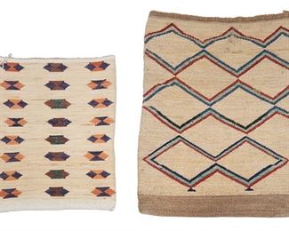 148
Two Nez Perce Twined Cornhusk Bags
First-quarter 20th Century
Each with a two-sided imbricated polychrome geometric design
Smaller: 17" H x 14.5" W; Larger: 22.5" H x 17.75" W
Estimate: $800 - $1,200