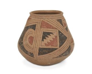162
A Casa Grande Polychrome Pottery Jar
First-quarter 20th Century
Slip glaze with geometric motif
8" H x 8" Dia.
Estimate: $200 - $300