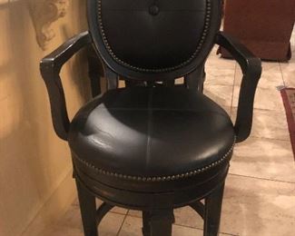 1 of 4 large, leather bar stools 