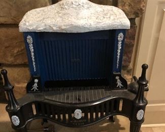 Miniature blue Victorian gas burner stove - solid cast iron 