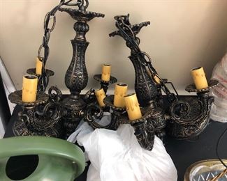 Pair of Schonbek chandeliers with crystals 