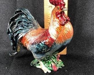 Enameled Rooster Trinket Box