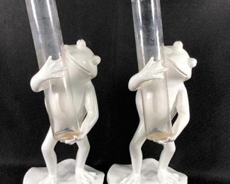 White Frog Vases