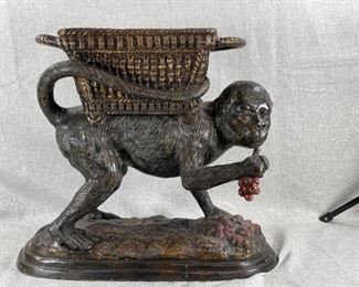 Bronze Monkey with Basket Statue