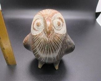 Etched Pottery Owl