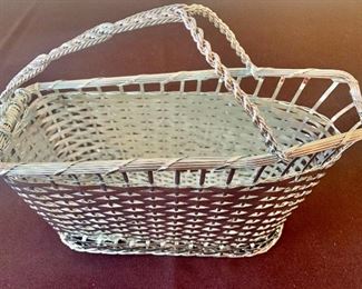 #1129A - Mid-century silver wire wine basket - $35