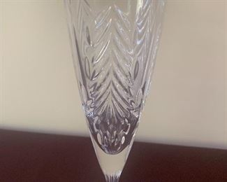 #1043A  Heavy lead cut crystal flutes,  Christmas Trees by Mikasa (set of 5) - $60