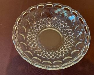 #1588C - 10.5” pierced glass bowl - $6