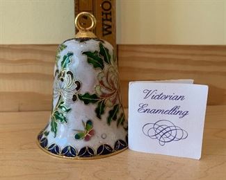 #1567C - Vintage Victorian Enameling, Peter Faberge Design, Christmas Ornament Bell Cloisonné - $18