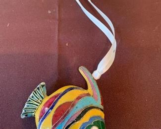 #1488B - Cloisonné enameled saltwater fish ornament - $10