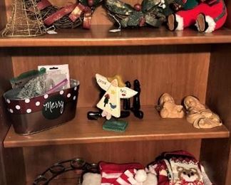 Bookcase with Christmas decorations