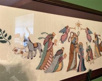 Frame needlepoint nativity