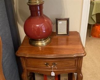 Nightstand; large lamp