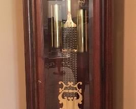 Majestic Howard Miller Grandfather Clock with Chime Weight Driven Movements & Dials
