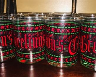 Set of (11) Vintage Christmas Cocktail Glasses