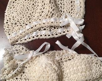 Super Sweet Vintage Tatted Bonnet Booties ❤️ Very Old!!!