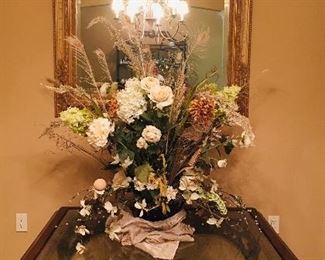 Large Iron & Wood Coffee Table with Beveled Glass Top
Width 50”
Depth. 40”
Height 21”