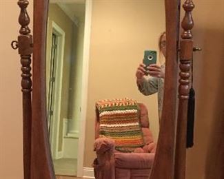 Full Length Solid Maple Mirror on Stand