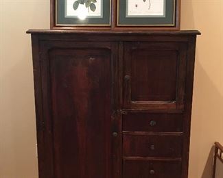 Super Sweet & Old Wooden Chifforobe with
(2) Doors and (4) Drawers for Storage