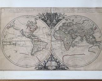 ORIGINAL 1681 era “Mappe-Monde Geo-Hydrographique” World Map by Jaillot