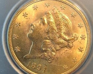 1894 $20 Gold Piece Coin