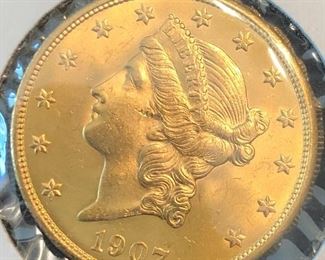 1907 $20 Gold Piece Coin