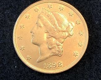 1898 $20 Gold Piece Coin