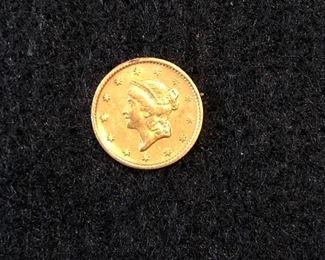1854 $1 Gold Piece Coin