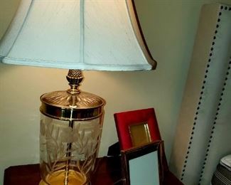 Crystal Lamp, Knob Creek Cherry nightstands.  