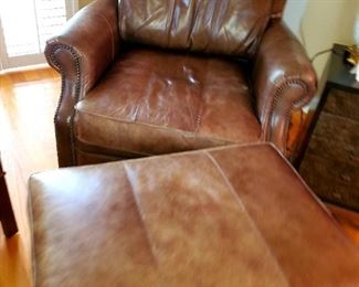 Walter E. Smithe, leather chair w/ ottoman
