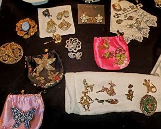 Costume Jewelry,  thousands of pieces,  Elsa Schiaparelli, Schriener NY, Kramer NY, Hobe, Boucher, Regency, Vendome, Lisner, Trifari. W. German, Japan, unmarked 