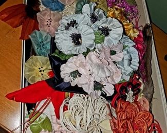 Vintage, cloth flower pins