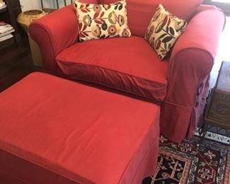 Slip Cover Comfy Chair Footstool