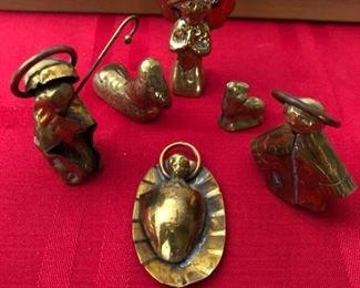 Brass Nativity Set, Vintage Candy Tins