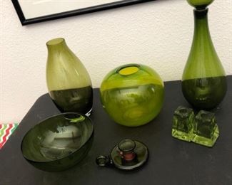Iridescent Green Glass Decor