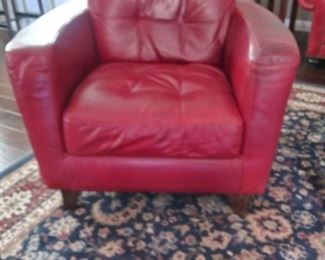 Mod Red Leather Chair Ottoman