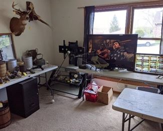 Items in  living room, including 47" Vizio LCD TV (works great) , TV stand, ice cream maker, and more.