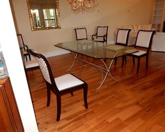 La Barge Dining Table - glass top w scalloped corners. 78x42 inches $3000