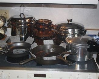 POTS AND PANS ~ CAST IRON AND VISIONWARE