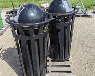 2 Metal Outdoor Trash Cans