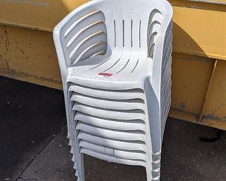 (8) Plastic Stackable Patio Chairs