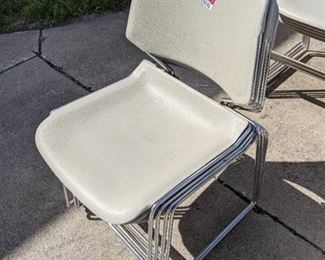 (4) Stackable Metal Frame Plastic Seat Chairs