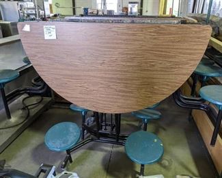 6ft Round Folding Table with attached stools